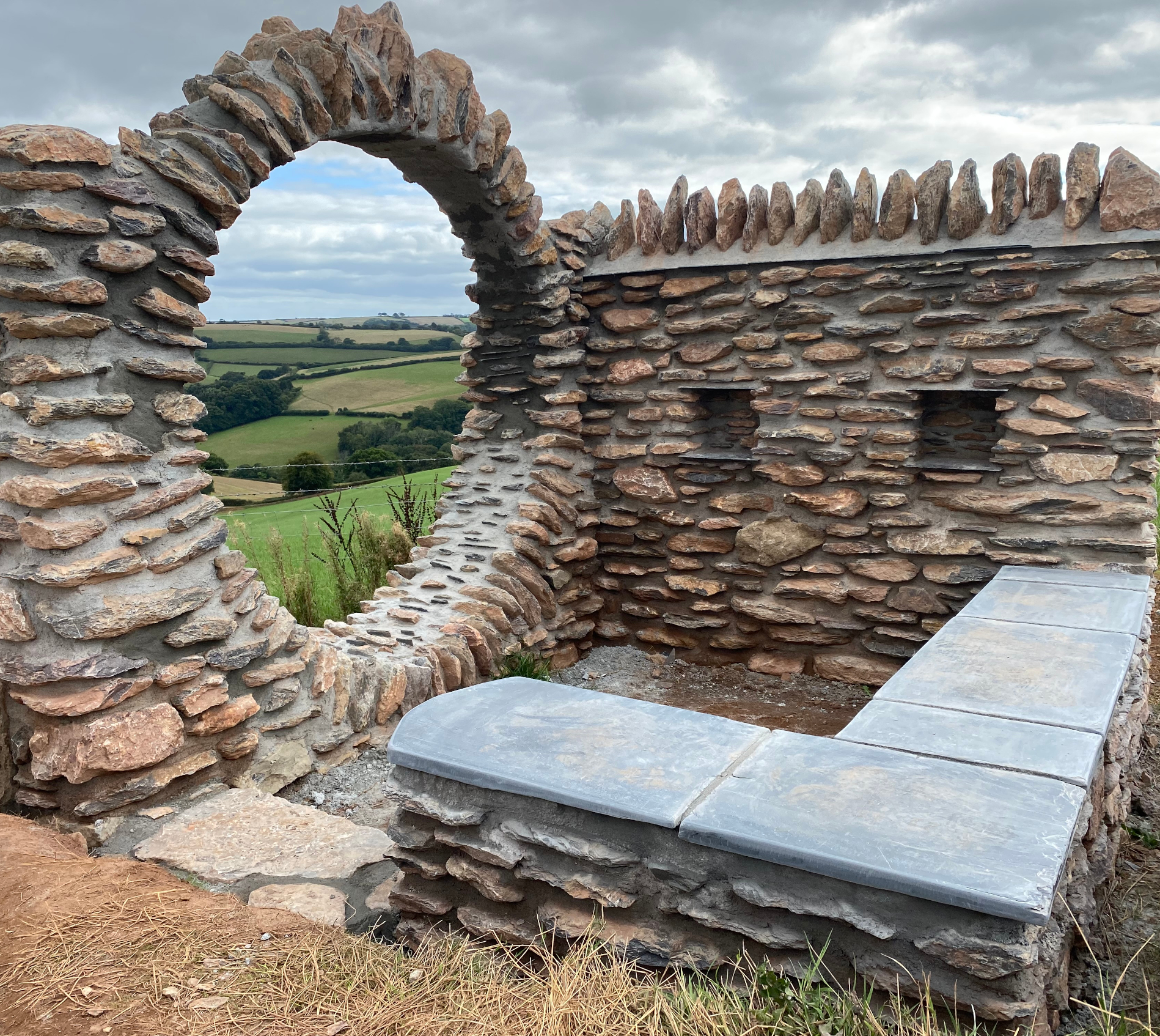 Moongate and seating area